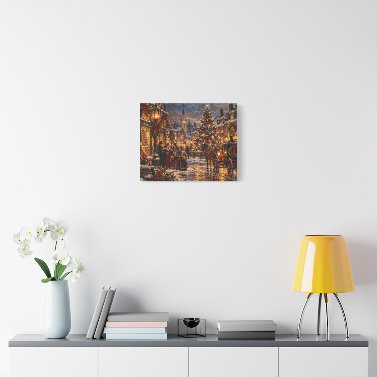 Christmas Carolers Vintage Street Canvas - Matte Stretched Wall Art