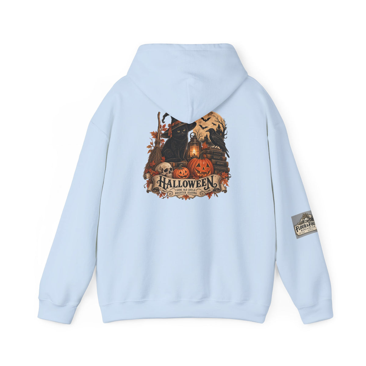 Vintage Halloween Black Cat Hoodie | Witchy Fall Graphic Sweatshirt | Flour & Foundry Mercantile Co.