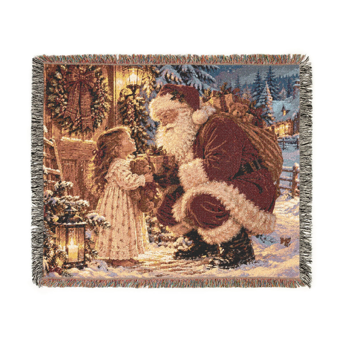 Vintage Santa Christmas Woven Blanket