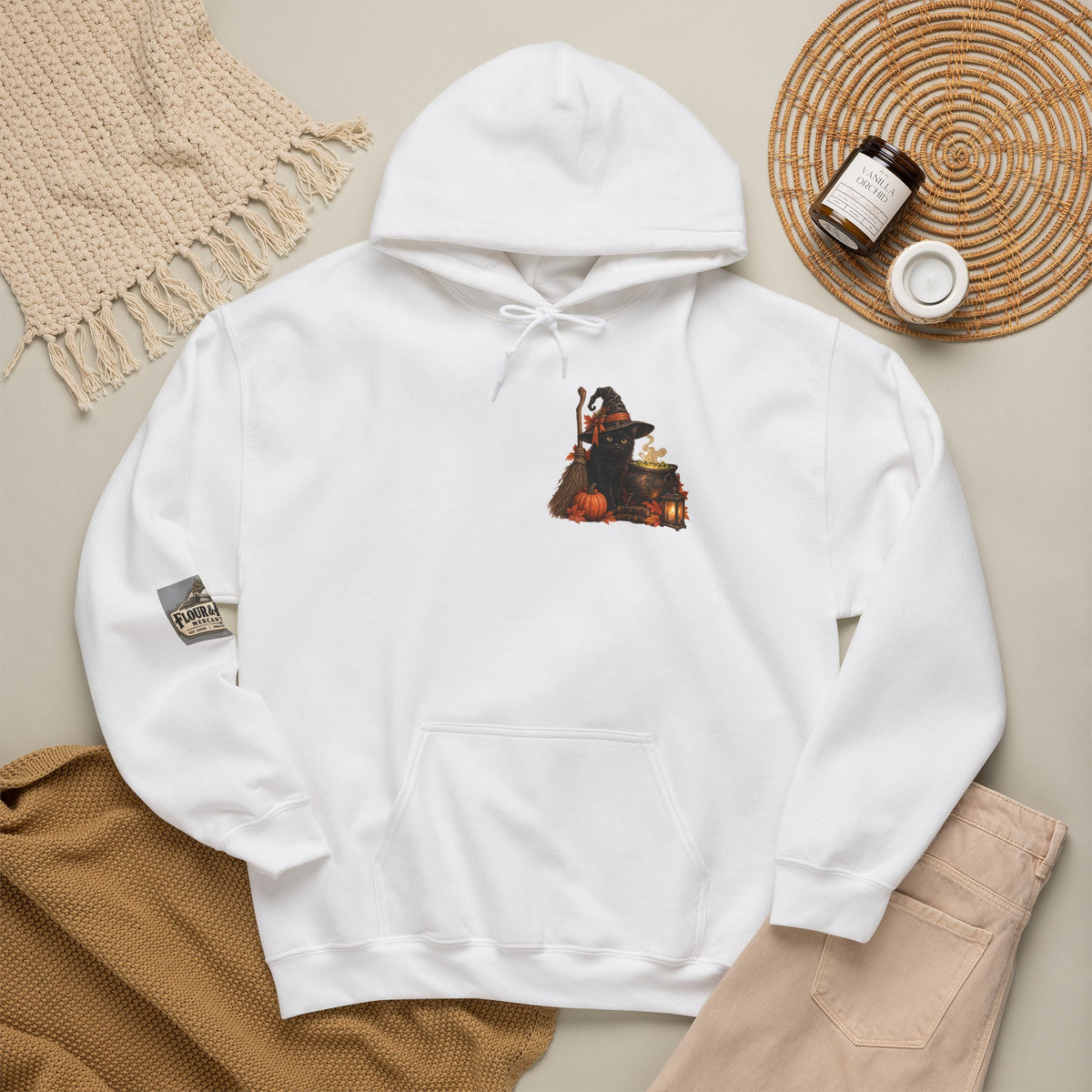 Vintage Halloween Black Cat Hoodie | Witchy Fall Graphic Sweatshirt | Flour & Foundry Mercantile Co.