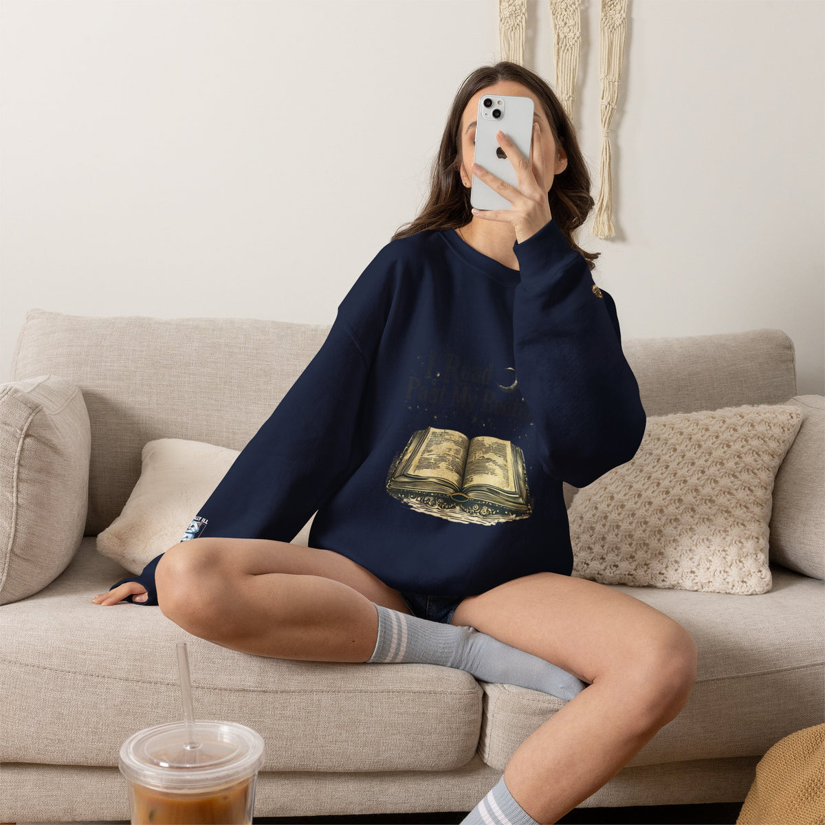 Booklover Crewneck Sweatshirt - "I Read Past My Bedtime" Cozy Reading Pullover- Flour and Foundry Mercantile Co.