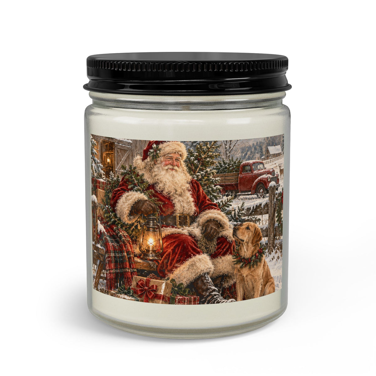 Christmas Santa & Dogs Candle Set with Wick Trimmer