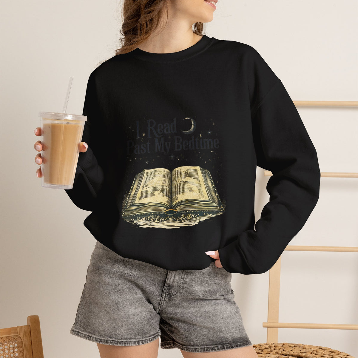 Booklover Crewneck Sweatshirt - "I Read Past My Bedtime" Cozy Reading Pullover- Flour and Foundry Mercantile Co.
