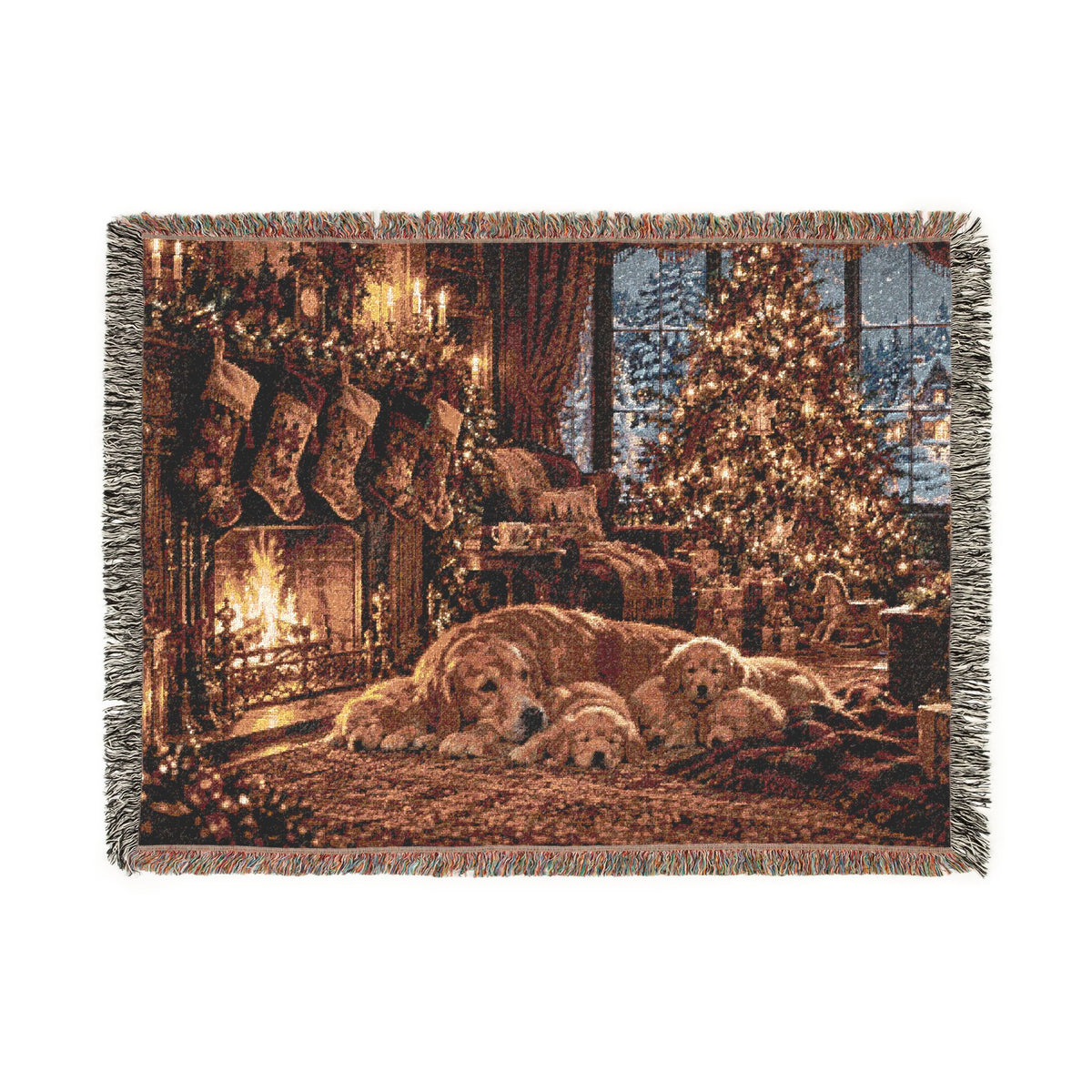 Puppy Christmas Woven Blanket
