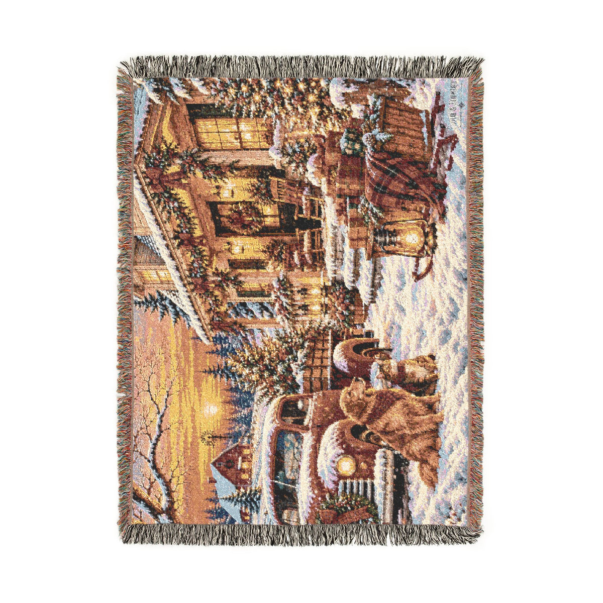 Snowy Cat and Dog Christmas Woven Throw-Flour and Foundry Mercantile Co