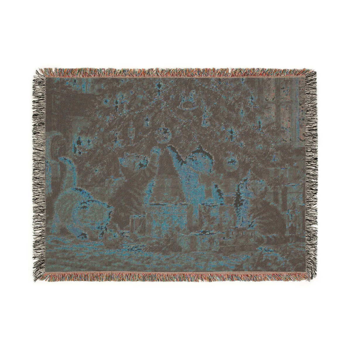 Victorian Christmas Kittens Woven Blanket