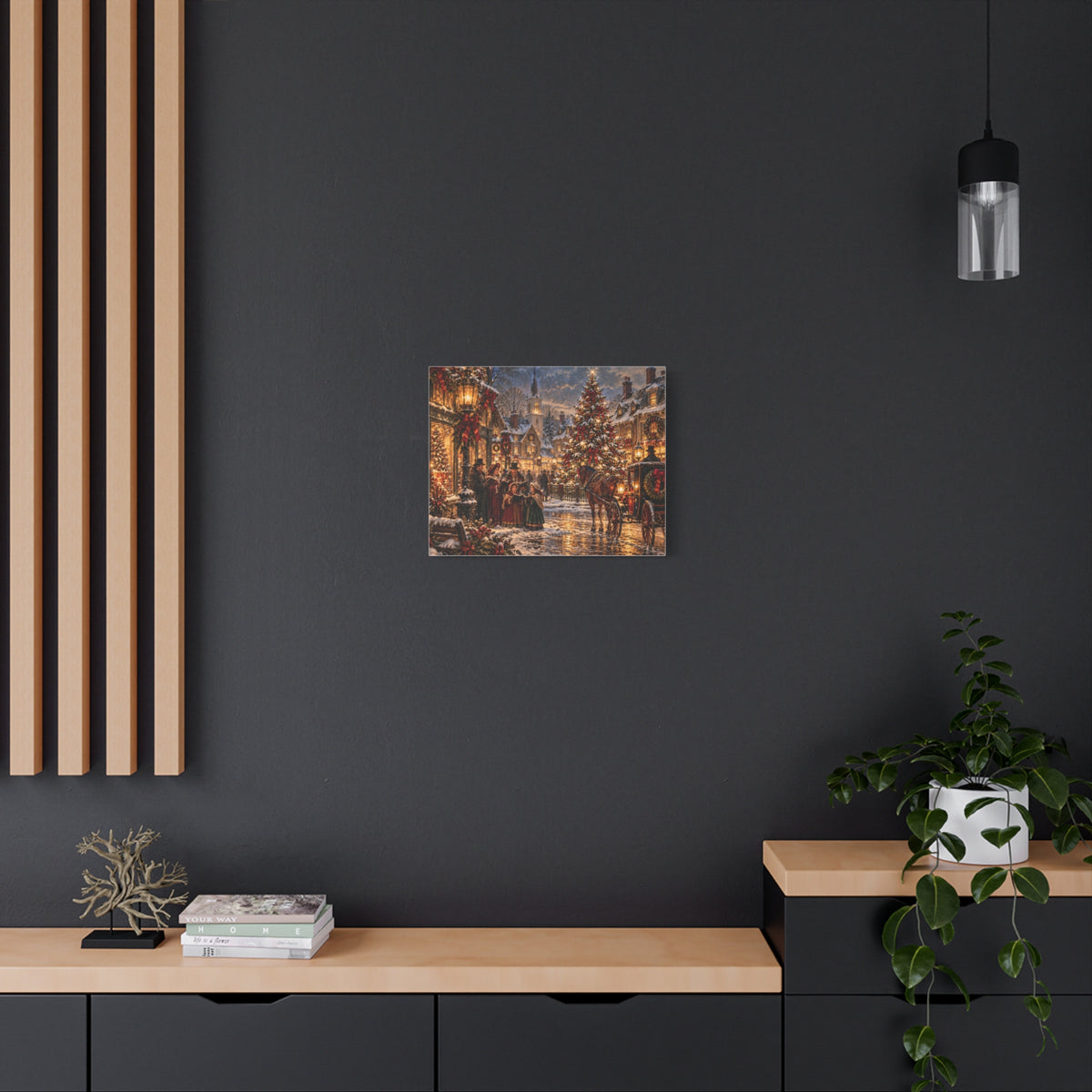 Christmas Carolers Vintage Street Canvas - Matte Stretched Wall Art