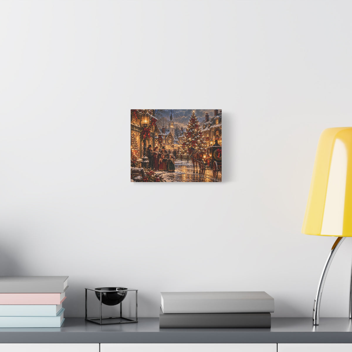 Christmas Carolers Vintage Street Canvas - Matte Stretched Wall Art