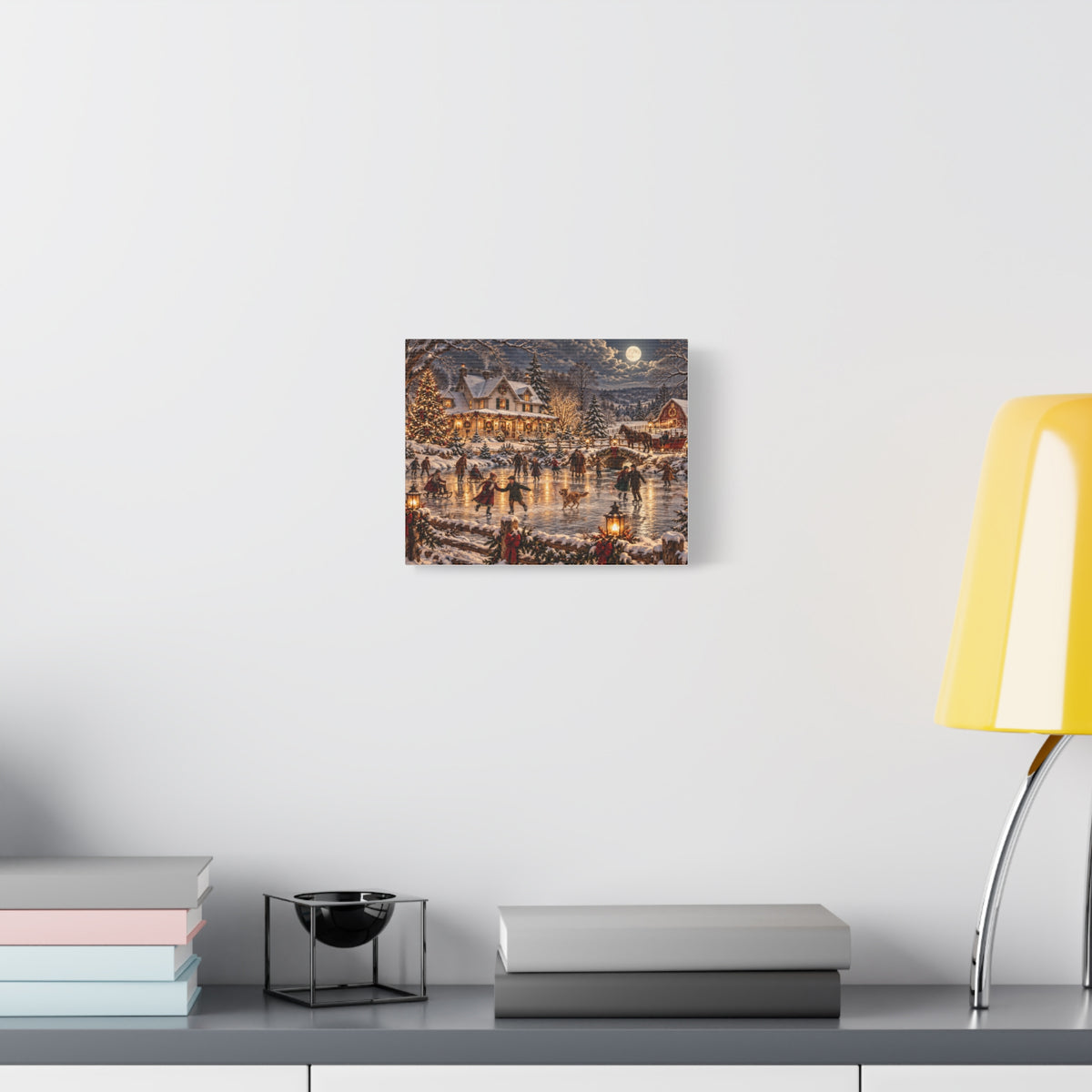 Christmas Village Ice Skating Matte Canvas Wall Art