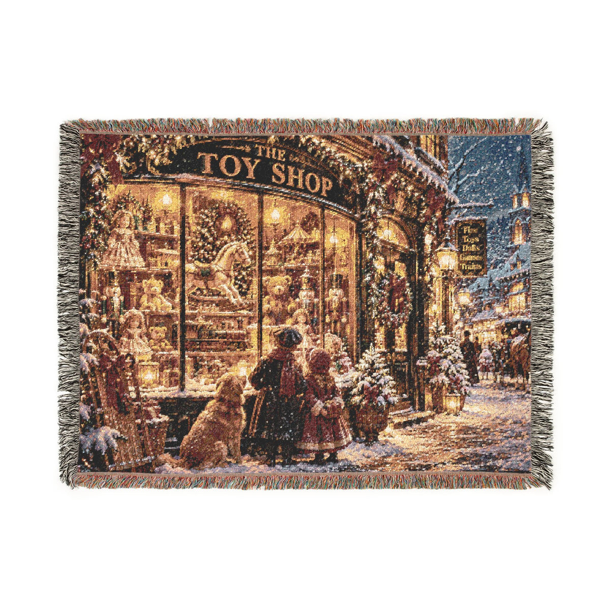 Christmas Eve at the Toy Shop Woven Blanket