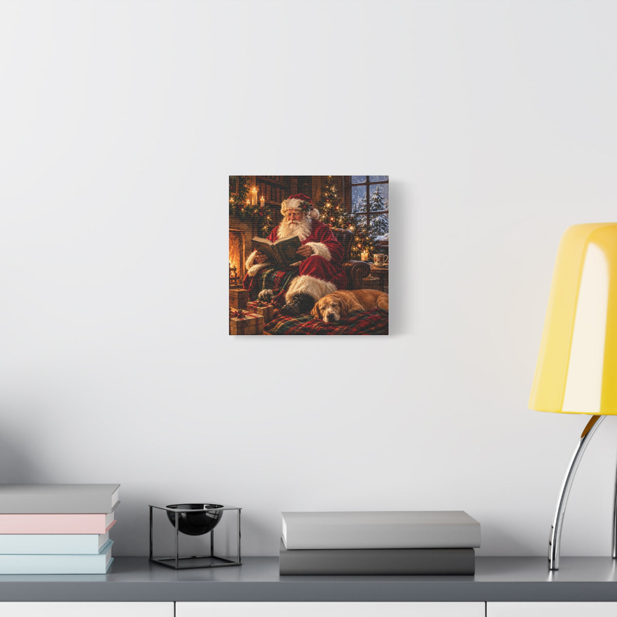 Santa Reading by the Hearth Canvas Wall Art