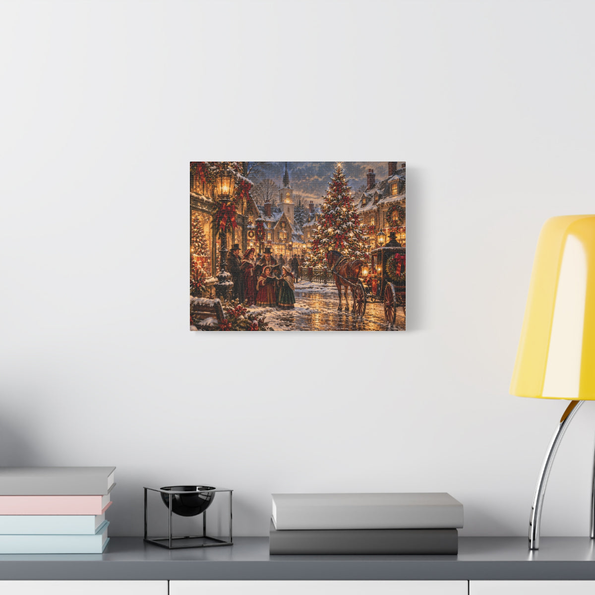 Christmas Carolers Vintage Street Canvas - Matte Stretched Wall Art
