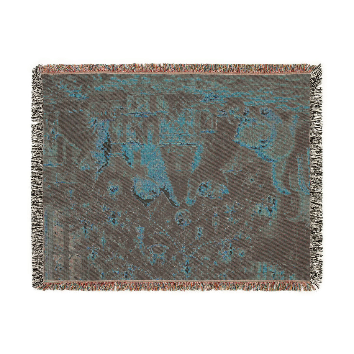 Victorian Christmas Kittens Woven Blanket