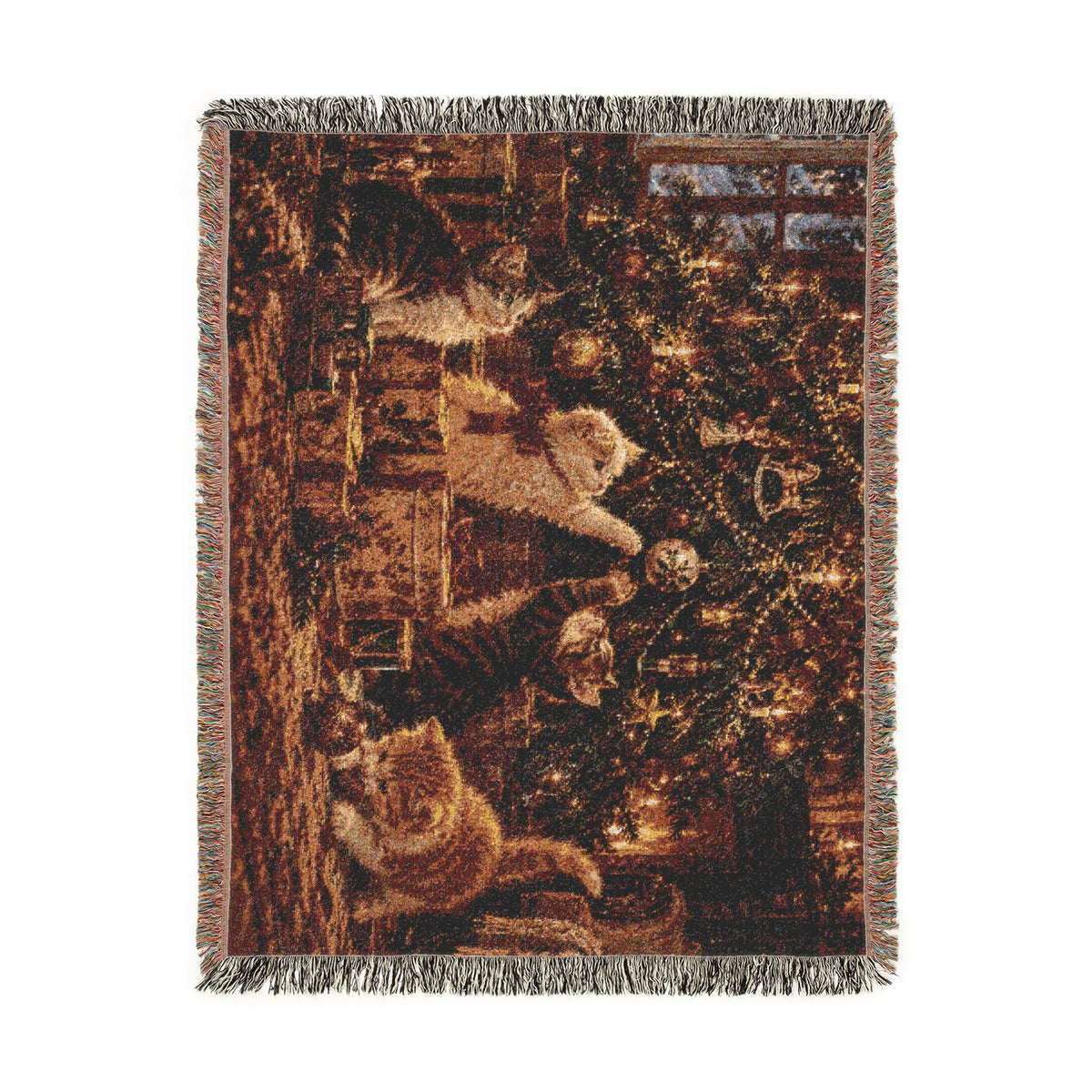 Victorian Christmas Kittens Woven Blanket