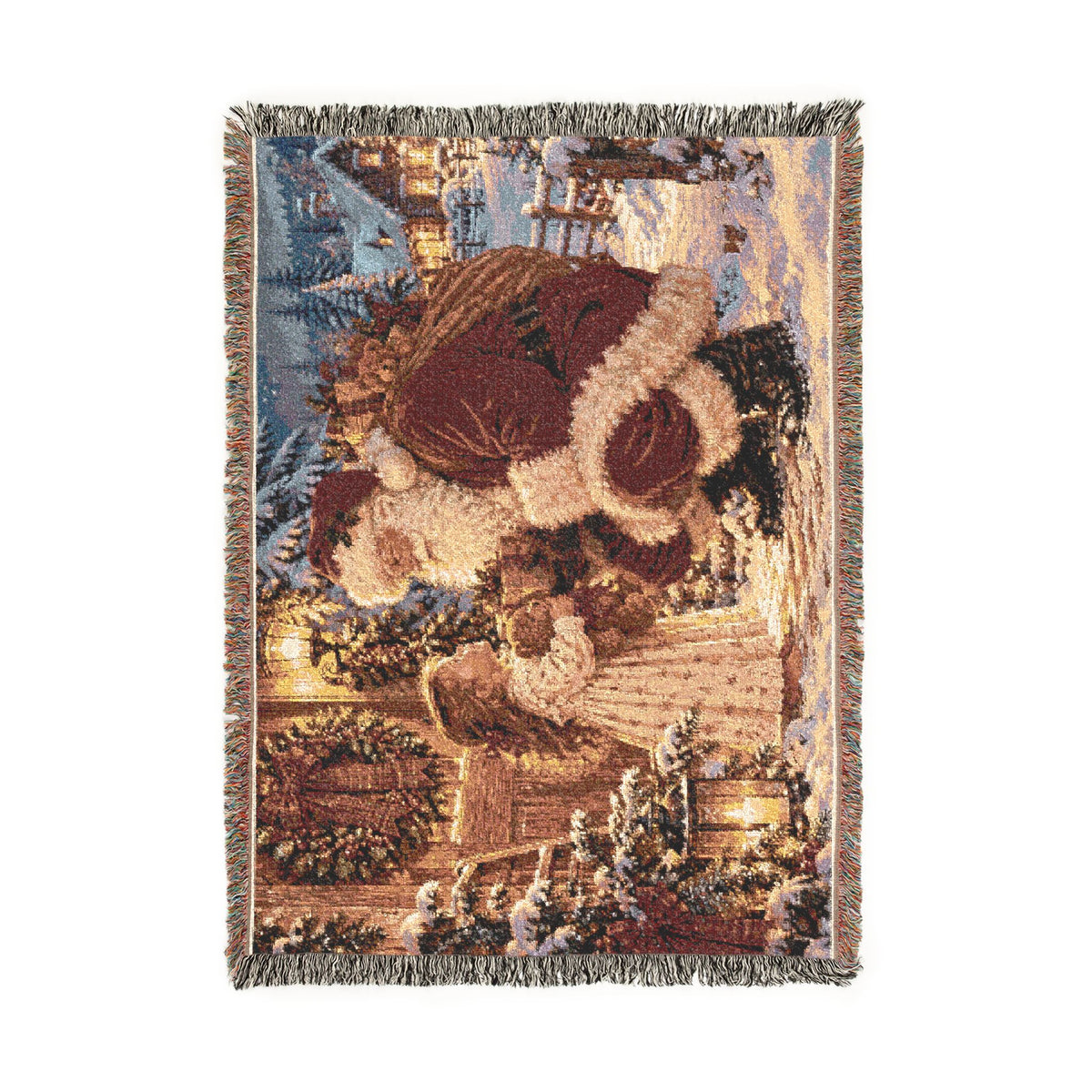 Vintage Santa Christmas Woven Blanket