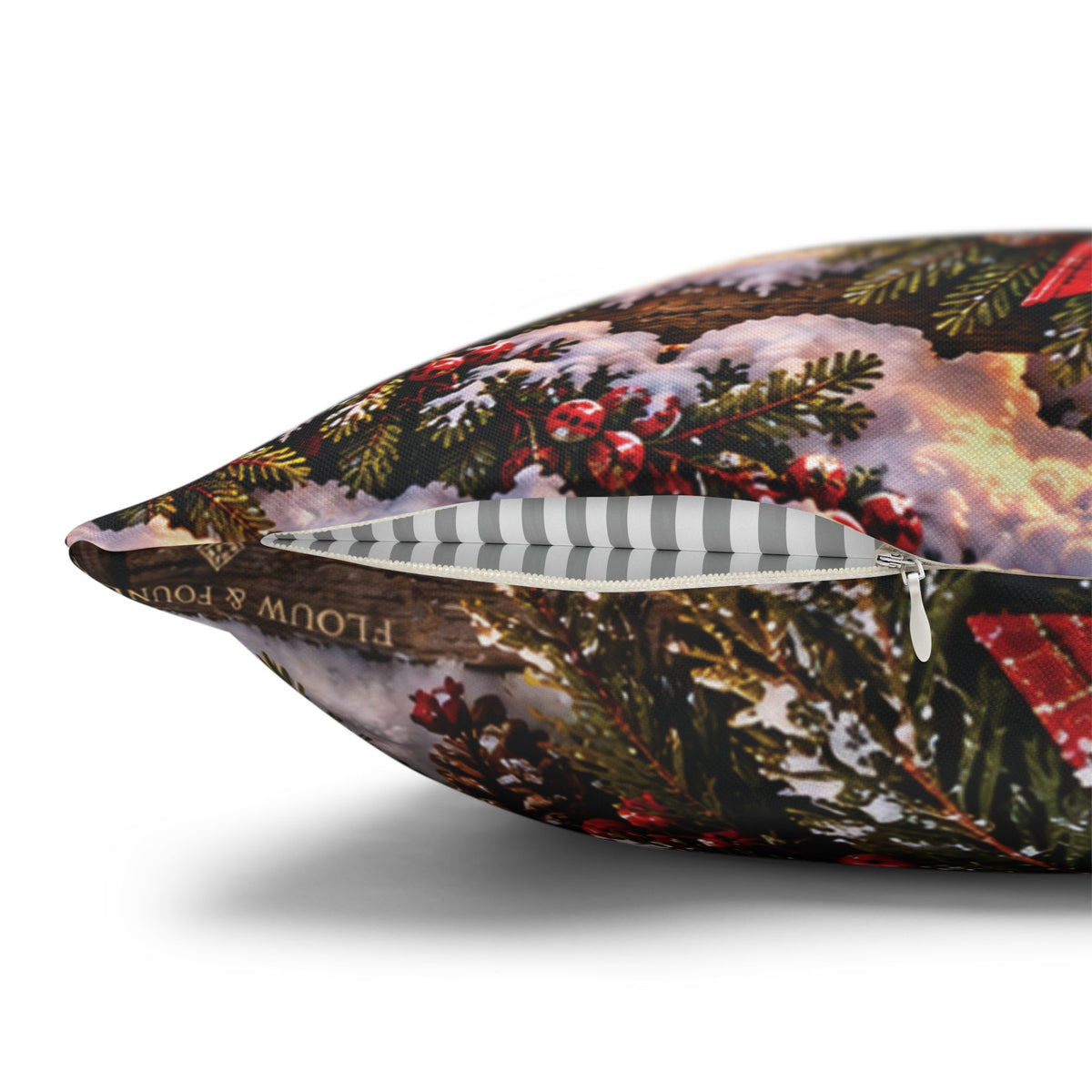 Christmas Barn and Cow Double Sided Pillowcase — Rustic Holiday Throw Pillow Cover