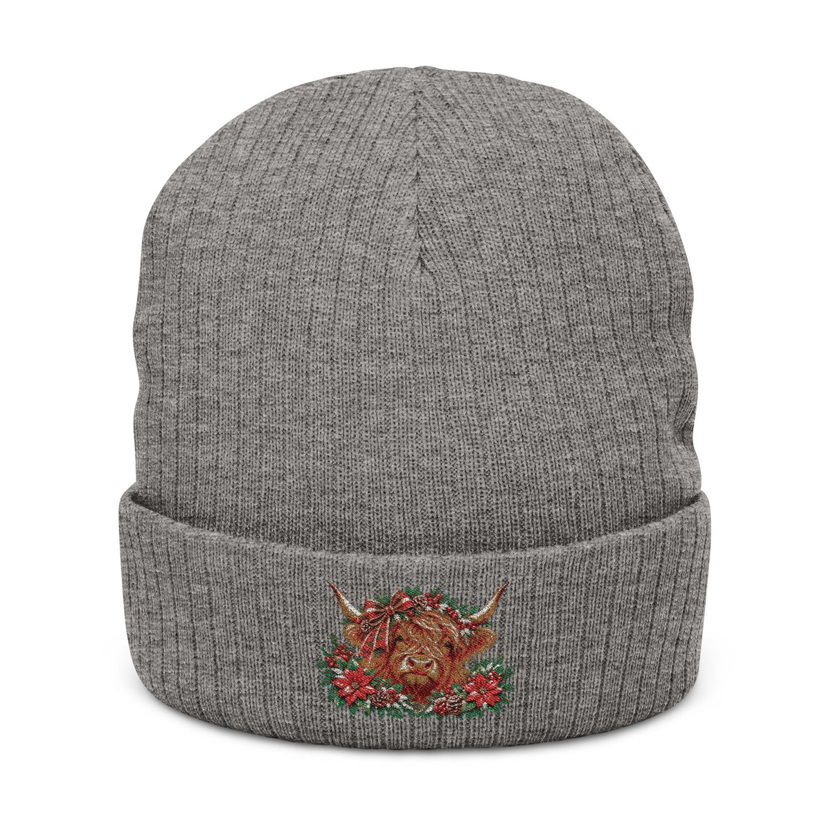 Embroidered Christmas Cow Beanie
