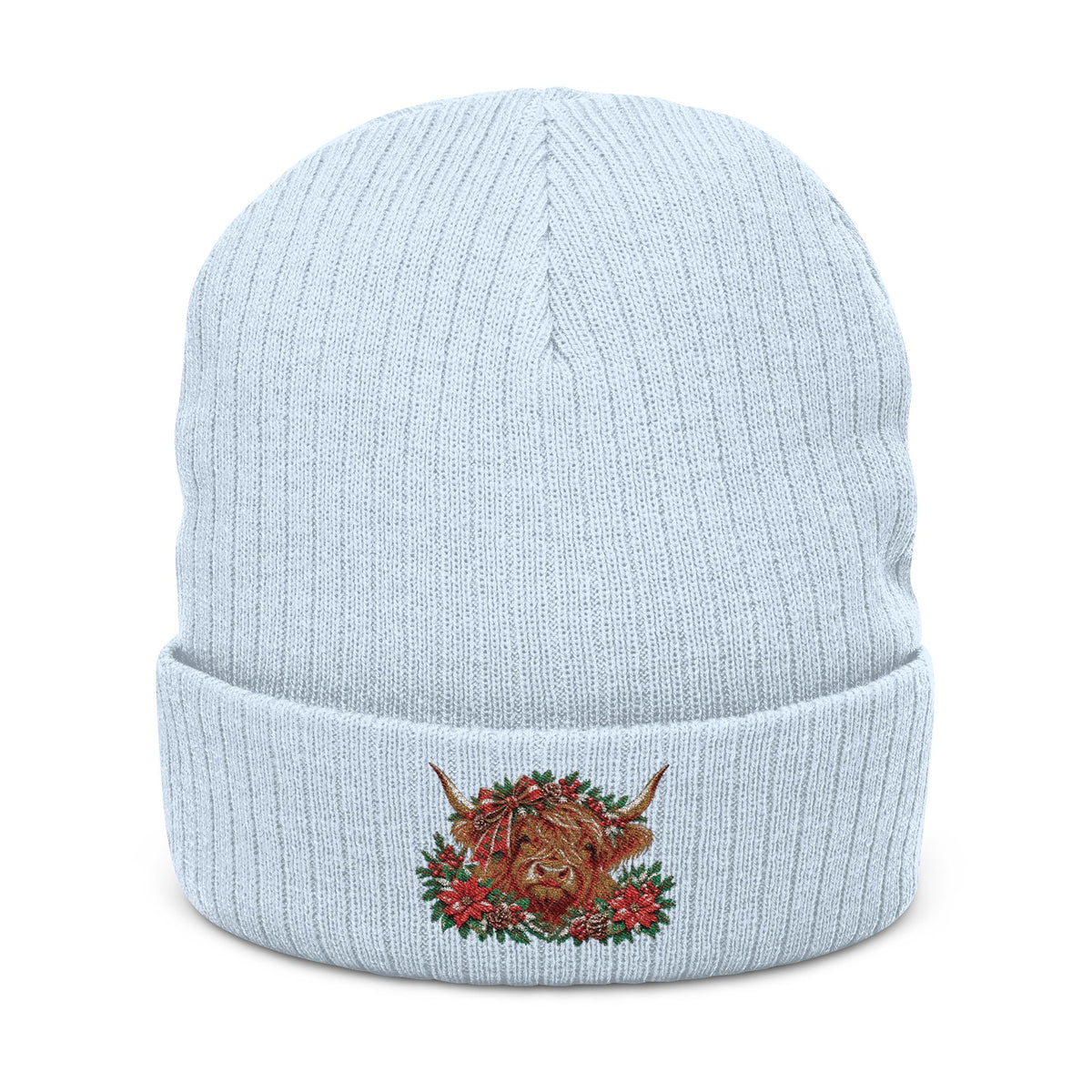 Embroidered Christmas Cow Beanie