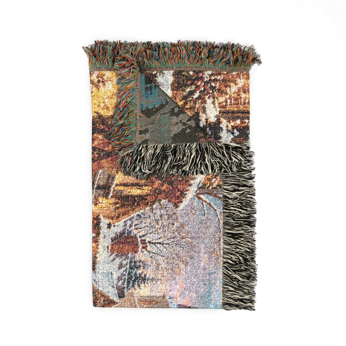 Christmas Carolers Woven Blanket — Vintage Holiday Village Cozy Throw