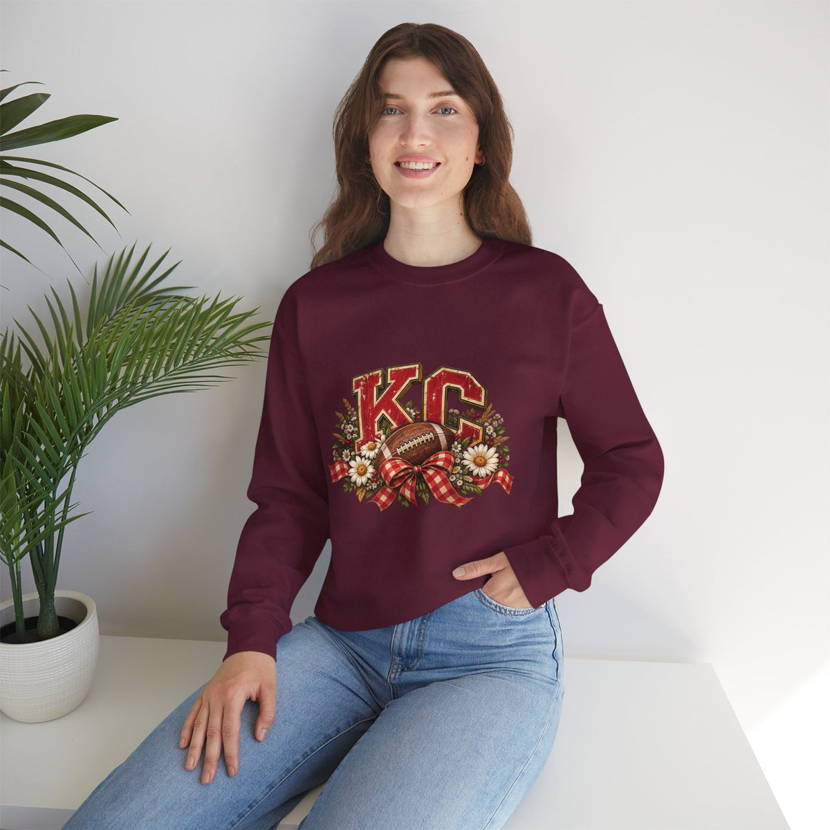 KC Football Vintage Crewneck Sweatshirt- Flour and Foundry Mercantile Co.