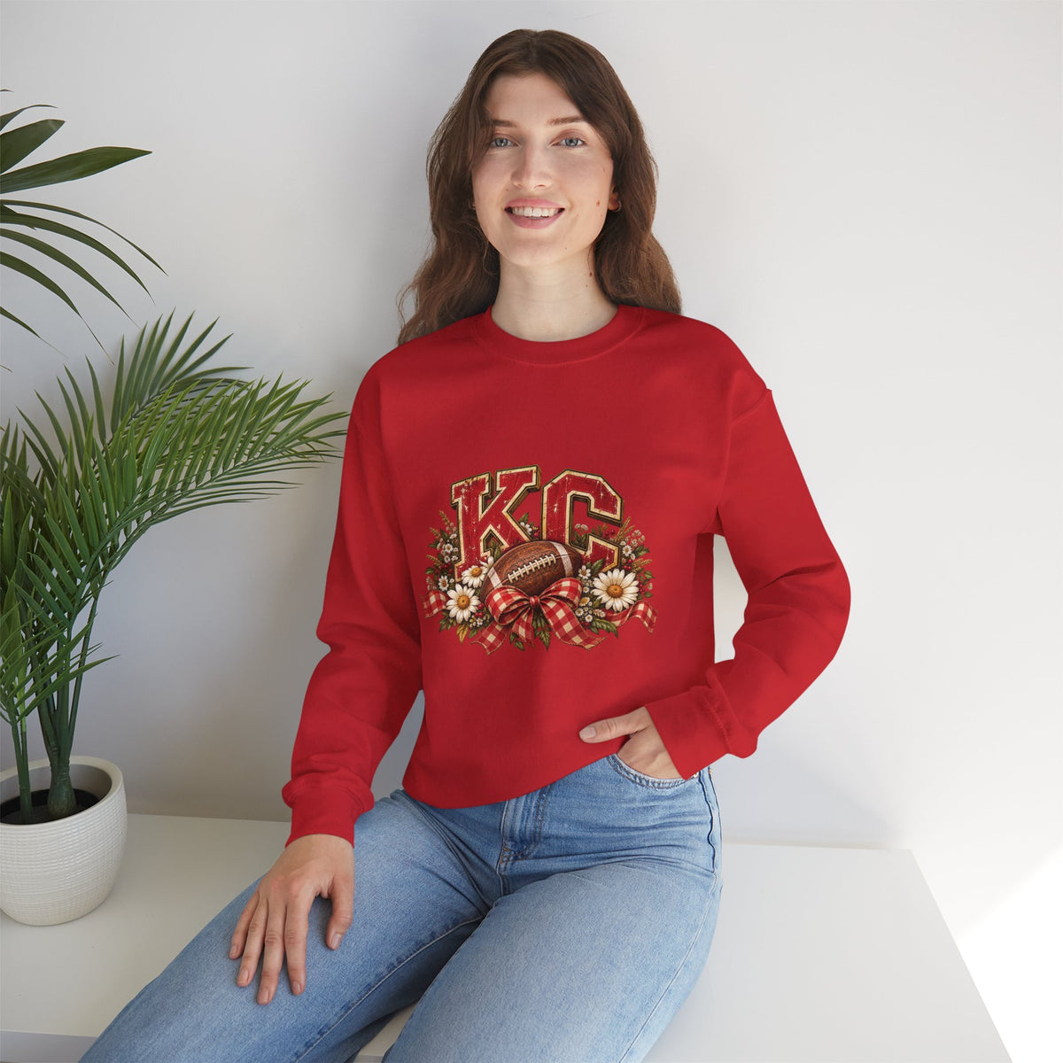 KC Football Vintage Crewneck Sweatshirt- Flour and Foundry Mercantile Co.