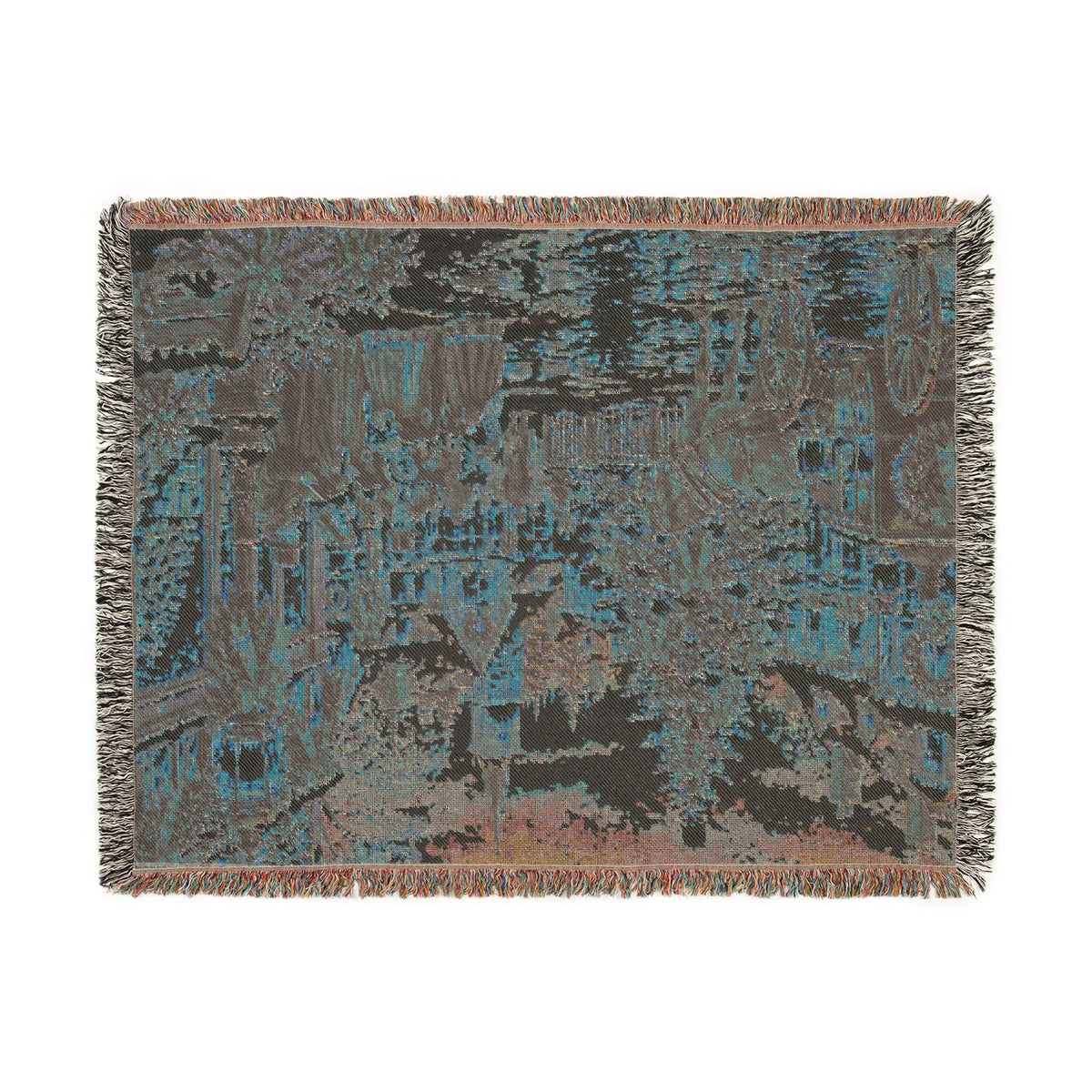 Christmas Carolers Woven Blanket — Vintage Holiday Village Cozy Throw