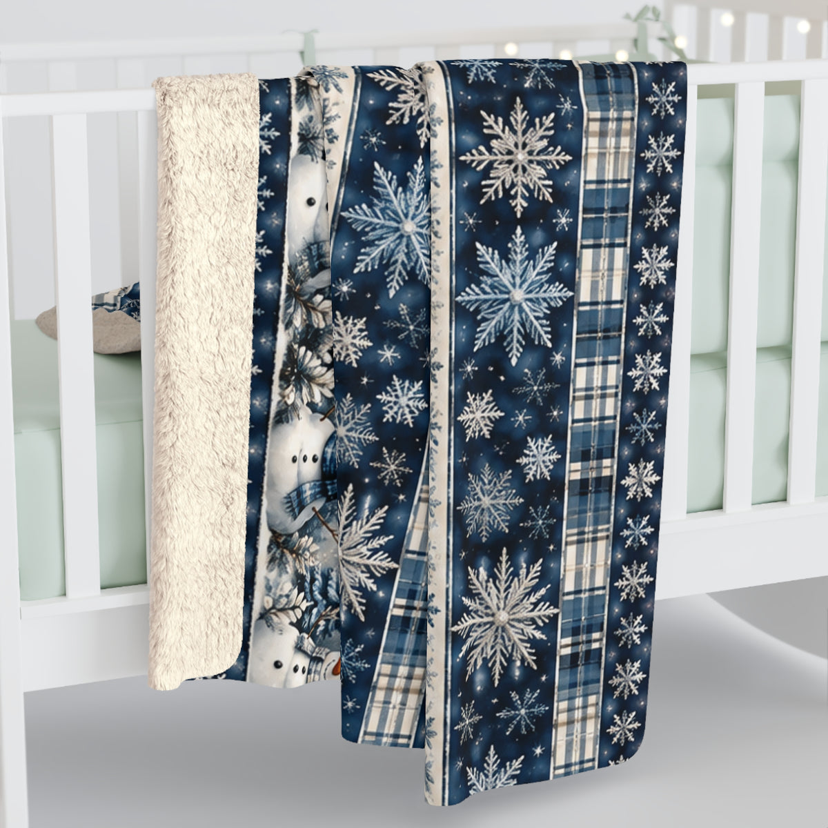 Winter Snowman Sherpa Blanket — Cozy Holiday Fleece Throw
