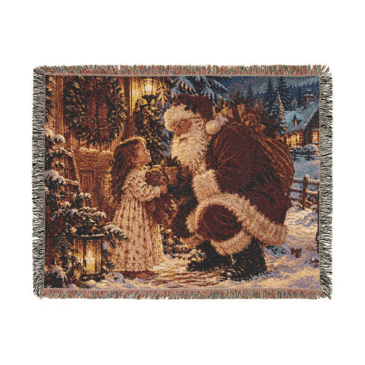 Vintage Santa Christmas Woven Blanket