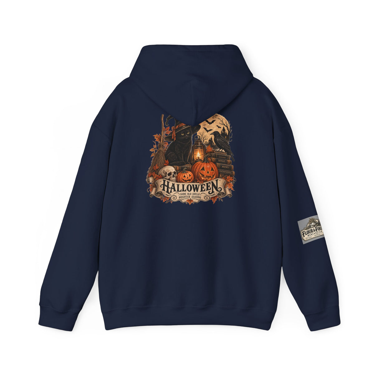 Vintage Halloween Black Cat Hoodie | Witchy Fall Graphic Sweatshirt | Flour & Foundry Mercantile Co.