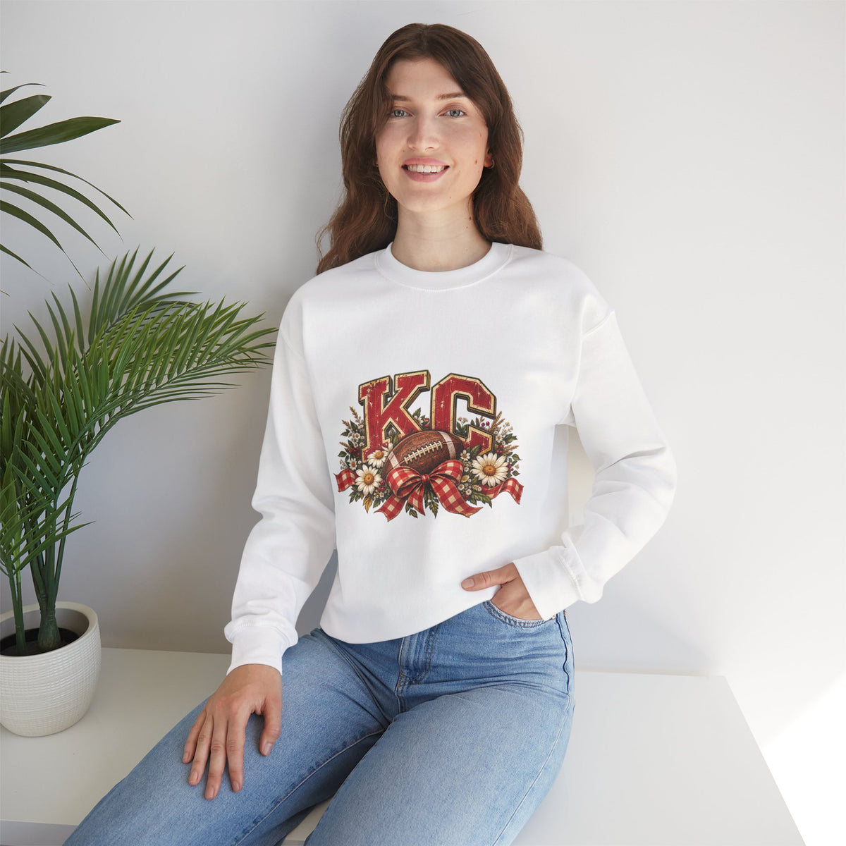 KC Football Vintage Crewneck Sweatshirt- Flour and Foundry Mercantile Co.