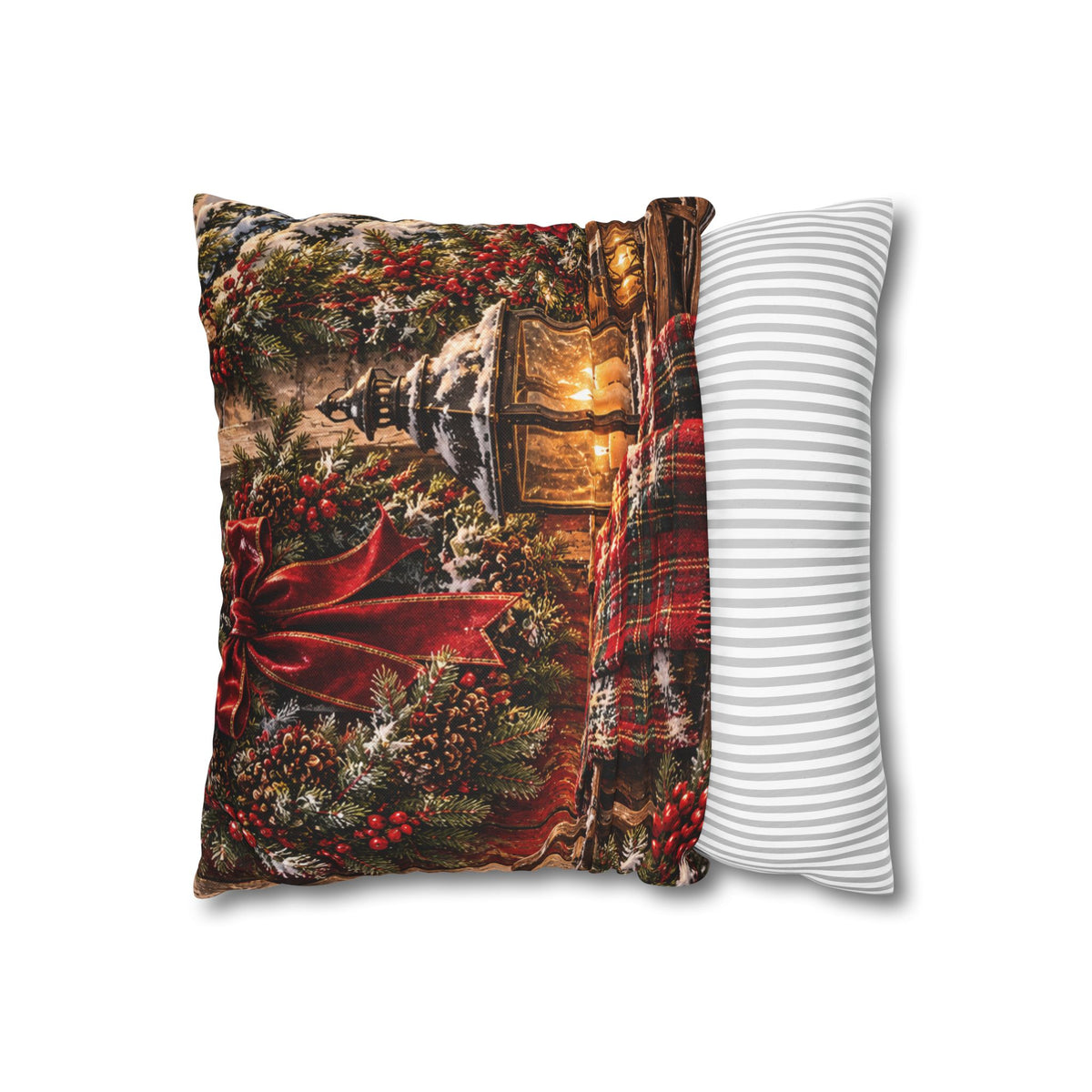 Christmas Village Horse-Drawn Sleigh Decorative Pillowcase