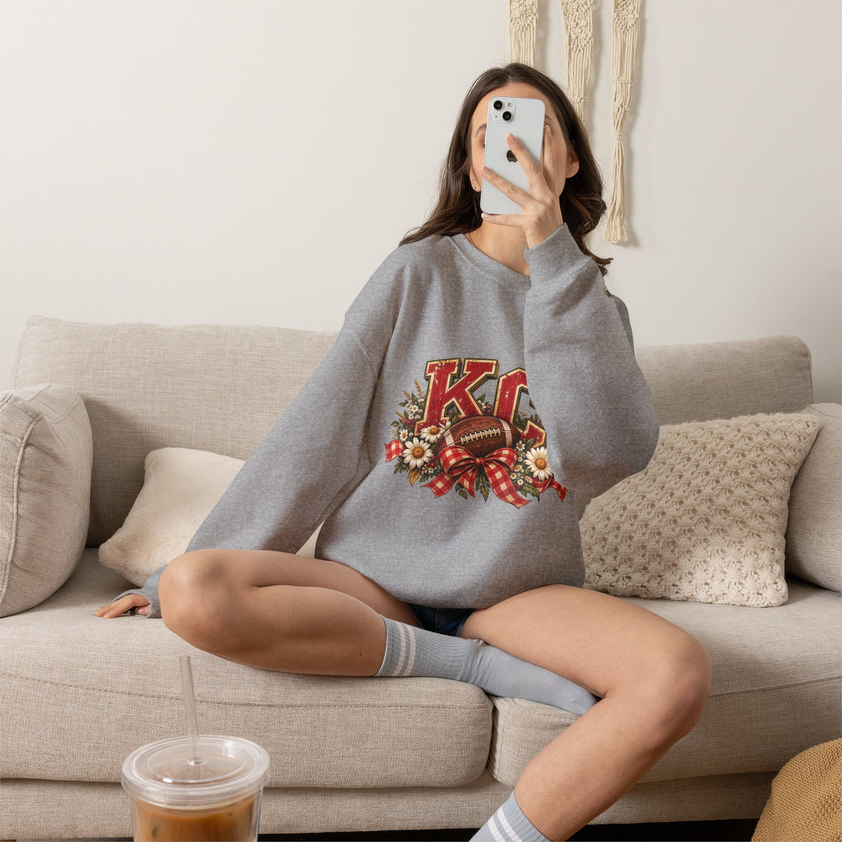 KC Football Vintage Crewneck Sweatshirt- Flour and Foundry Mercantile Co.