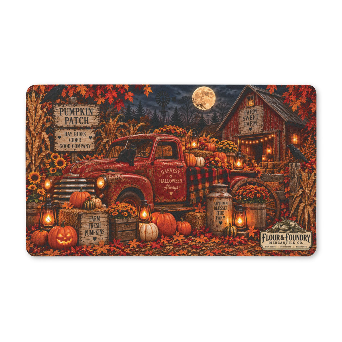 Autumn Pumpkin Patch Kitchen or Doormat | Fall Pumpkin Truck | Flour and Foundry Mercantile Co.
