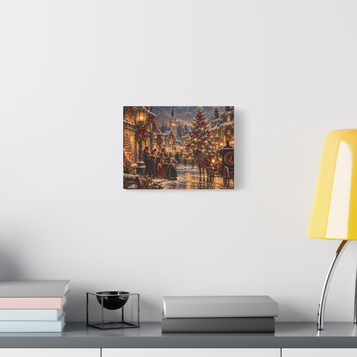 Christmas Carolers Vintage Street Canvas - Matte Stretched Wall Art