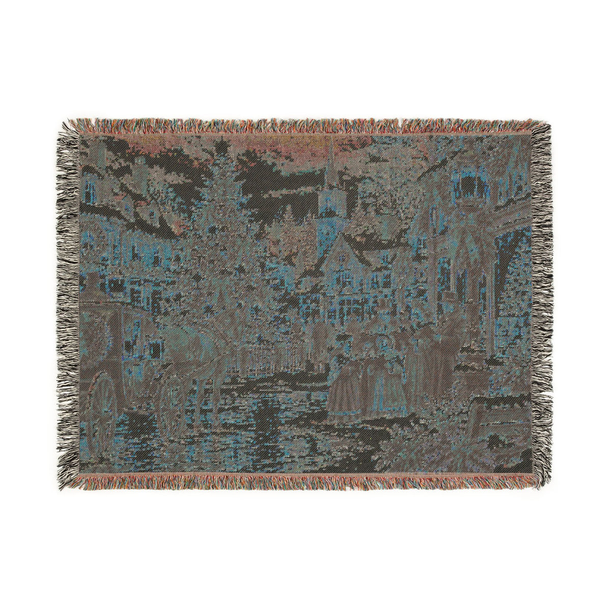 Christmas Carolers Woven Blanket — Vintage Holiday Village Cozy Throw