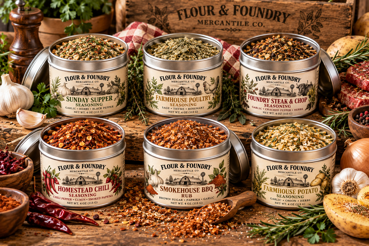 Farmhouse Seasoning Gift Set – 6 Gourmet Spice Blends in a Rustic Gift Crate | Cooking, Grilling & Housewarming Gift