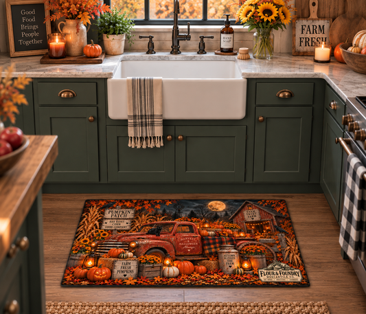 Autumn Pumpkin Patch Kitchen or Doormat | Fall Pumpkin Truck | Flour and Foundry Mercantile Co.